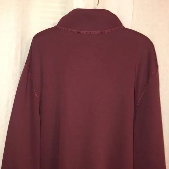 Nautica XL Burgundy with Navy Details Cotton Knit Quarter Zip Pullover